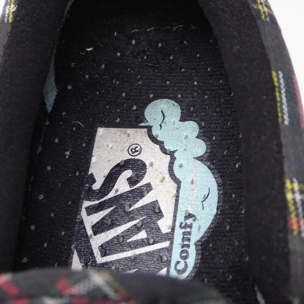 Vans Womens Slip-On Shoes Green Red Black Plaid ComfyCush Size 7